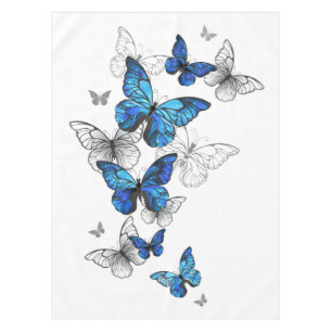 Blue Flying Butterflies Morpho Tablecloth