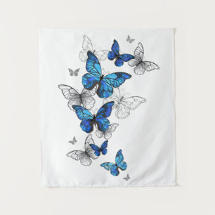 Blue Flying Butterflies Morpho Tapestry