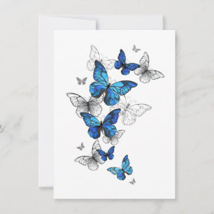 Blue Flying Butterflies Morpho Thank You Card