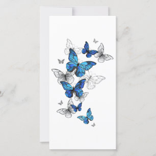 Blue Flying Butterflies Morpho Thank You Card