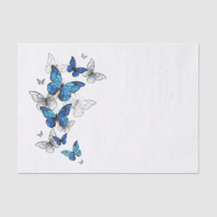 Blue Flying Butterflies Morpho Tissue Paper