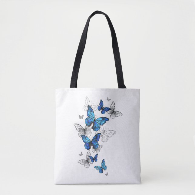 Blue Flying Butterflies Morpho Tote Bag (Front)