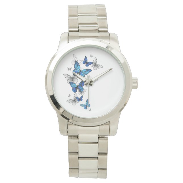 Blue Flying Butterflies Morpho Watch (Front)