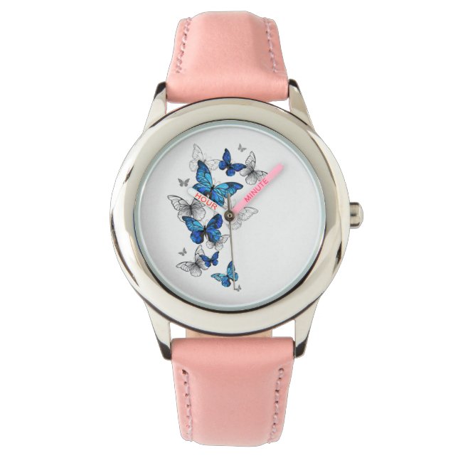 Blue Flying Butterflies Morpho Watch (Front)