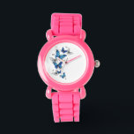 Blue Flying Butterflies Morpho Watch<br><div class="desc">Flying Blue Butterflies morpho and white butterflies on a light abstract background. Morpho. Design with blue butterflies morpho.</div>