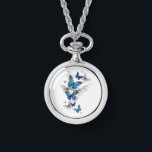Blue Flying Butterflies Morpho Watch<br><div class="desc">Flying Blue Butterflies morpho and white butterflies on a light abstract background. Morpho. Design with blue butterflies morpho.</div>