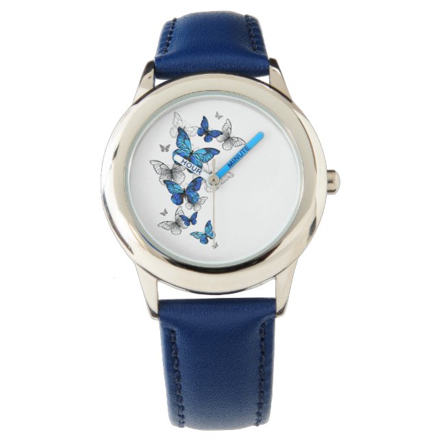 Blue Flying Butterflies Morpho Watch (Front)