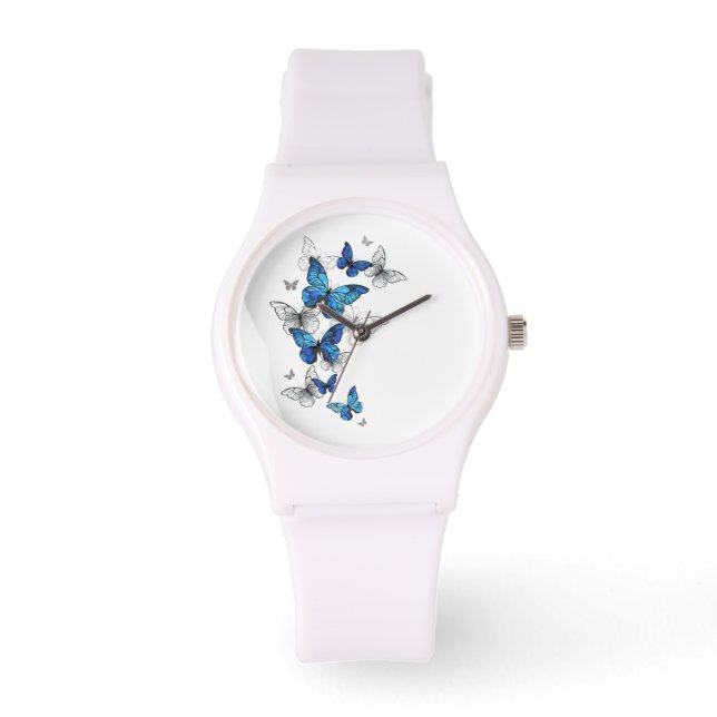 Blue Flying Butterflies Morpho Watch (Front)