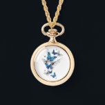 Blue Flying Butterflies Morpho Watch<br><div class="desc">Flying Blue Butterflies morpho and white butterflies on a light abstract background. Morpho. Design with blue butterflies morpho.</div>