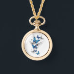 Blue Flying Butterflies Morpho Watch<br><div class="desc">Flying Blue Butterflies morpho and white butterflies on a light abstract background. Morpho. Design with blue butterflies morpho.</div>