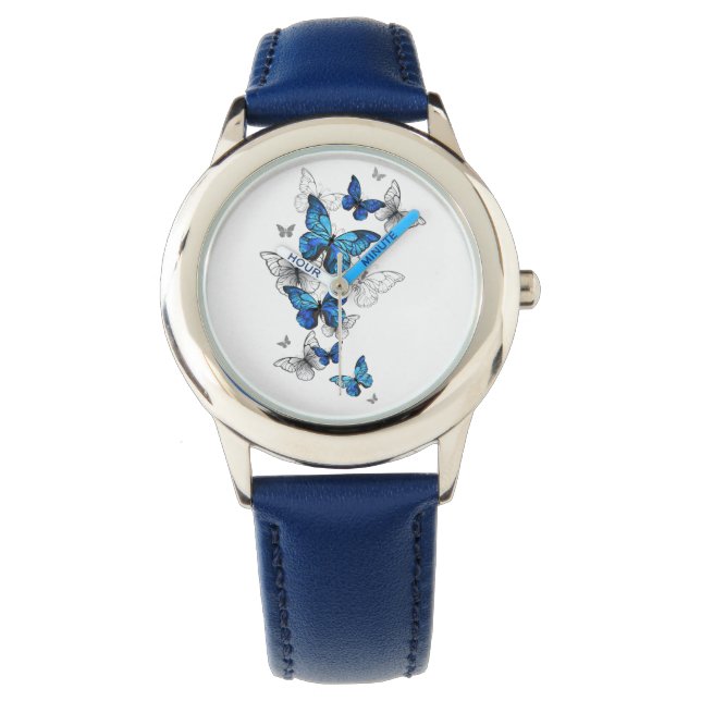Blue Flying Butterflies Morpho Watch (Front)