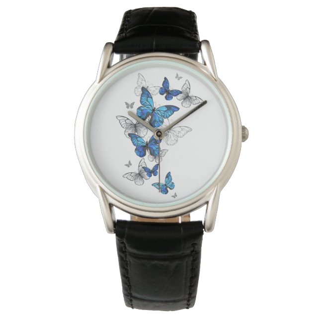 Blue Flying Butterflies Morpho Watch (Front)