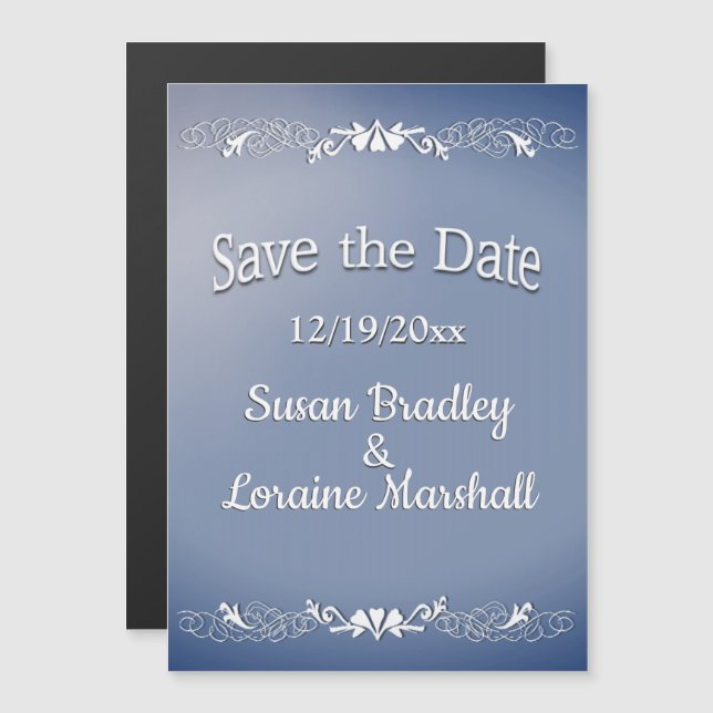 Blue Fog Save the Date Magnetic Invitation (Front/Back)