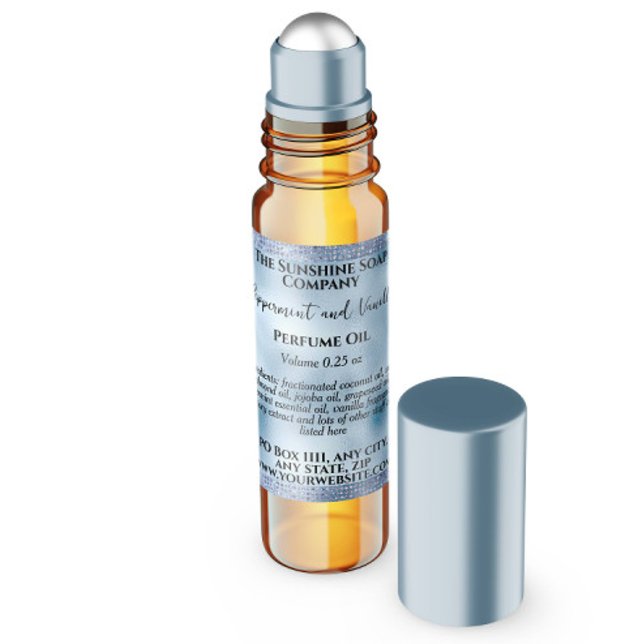 Blue Foil & Glitter Perfume Roller Bottle label (Creator Uploaded)