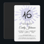 Blue Foil Splash Sweet 16 16th Birthday Party Invitation<br><div class="desc">A modern sweet 16 birthday party invitation with a blue foil splash and the number 16 in modern typography. Send out this chic blue and black 16th birthday party celebration invitation to your family and friends. Simply add your personal details to this sixteenth birthday party invitation. If you need any...</div>