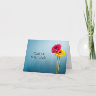 Blue Folded Thank You Card with flowers