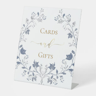 blue foliage cards sign