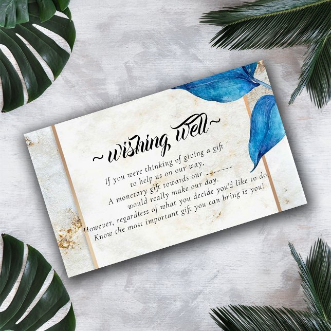Blue Foliage Modern Wishing Well for Wedding Enclosure Card (Creator Uploaded)