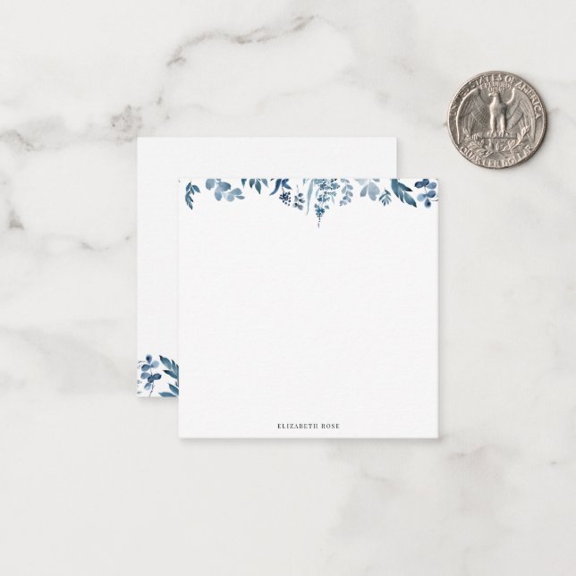blue foliage personalised notes (Front/Back In Situ)
