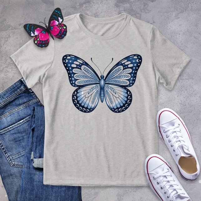 Blue Folk Art Butterfly Shirt (Creator Uploaded)