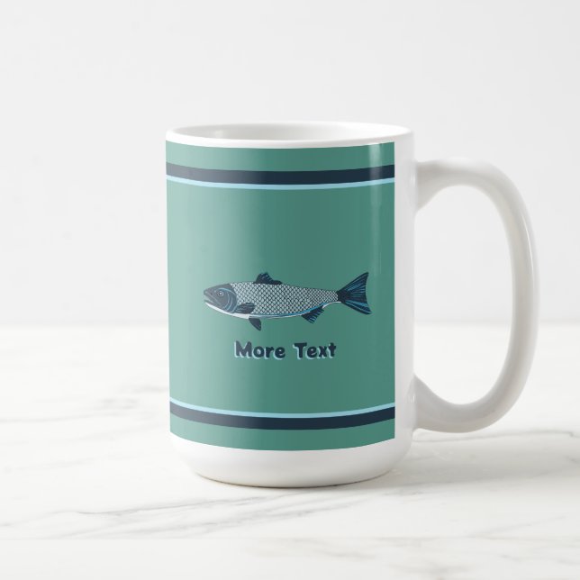 Blue Folk Art Trout/Salmon Coffee Mug (Right)