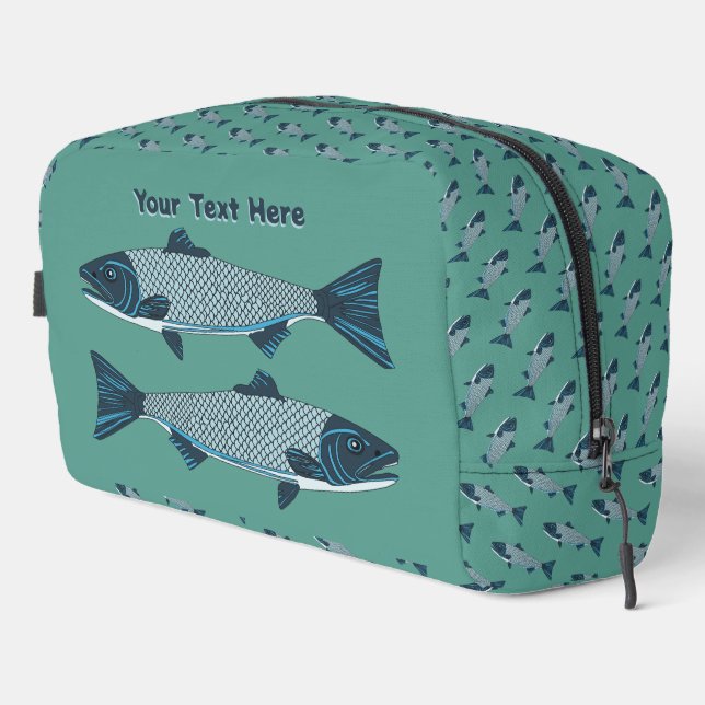 Blue Folk Art Trout/Salmon Dopp Kit (Right Corner)