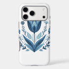 Blue Folk Floral Pattern