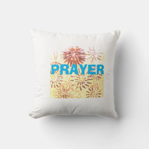blue font PRAYER pillow