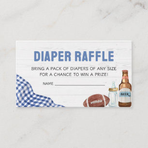 Blue Football Baby Shower Diaper Raffle Enclosure Card