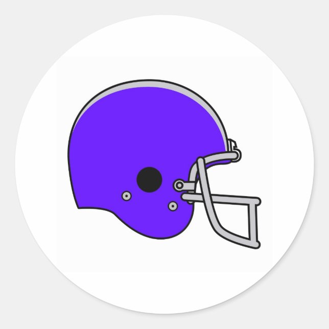 blue football helmet classic round sticker (Front)