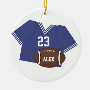 Blue Football Jersey and Football Ornament