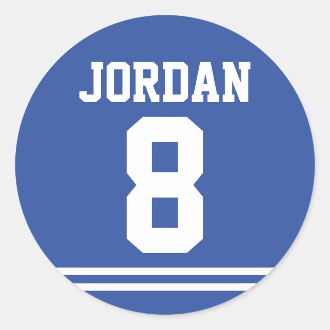 Blue Football Jersey - Sports Theme Birthday Party Classic Round Sticker (Front)