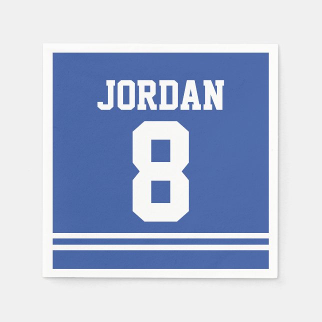 Blue Football Jersey - Sports Theme Birthday Party Napkin (Front)