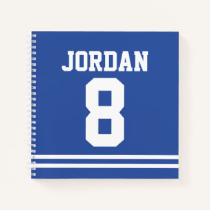 Blue Football Jersey with Custom Name and Number Notebook