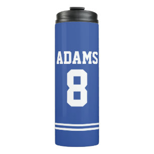 Blue Football Jersey with Custom Name and Number Thermal Tumbler