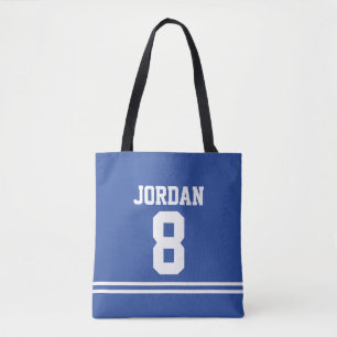 Blue Football Jersey with Custom Name and Number Tote Bag