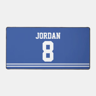Blue Football Jersey with Number Desk Mat