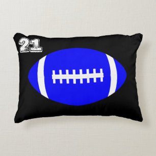 Blue Football Player Custom Jersey Number / Letter Decorative Cushion