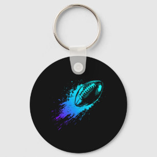 Blue Football Player Football Fan Boys Football Key Ring
