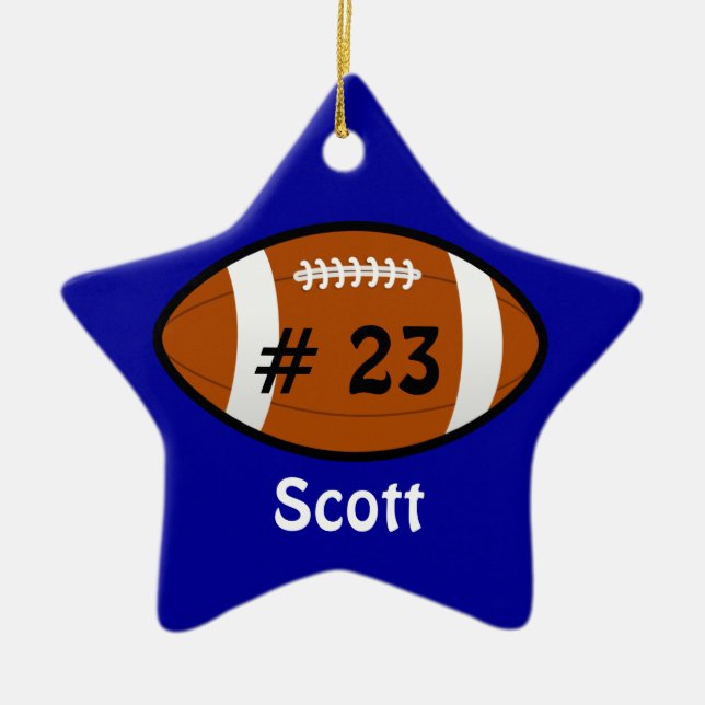 Blue Football Star Ornament (Front)