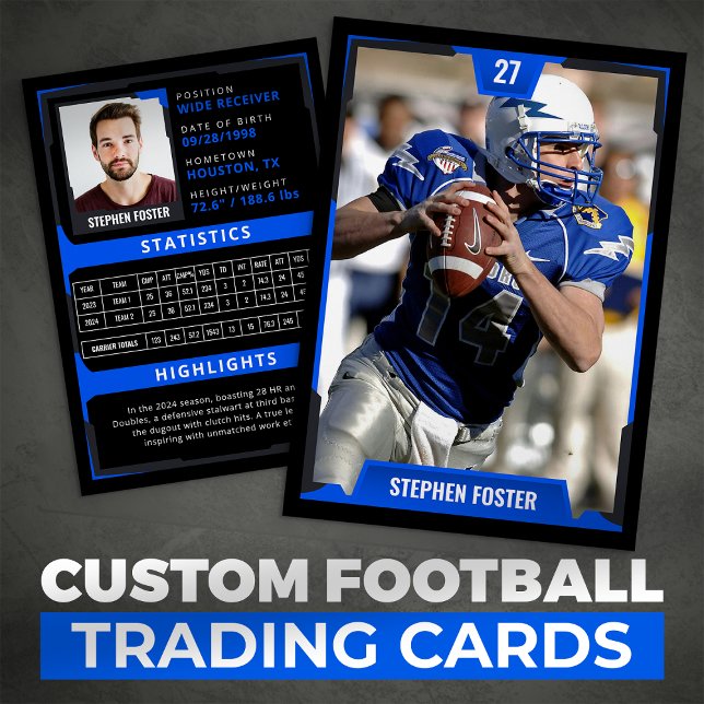 Blue Football Trading Card Football Player Photo (Creator Uploaded)