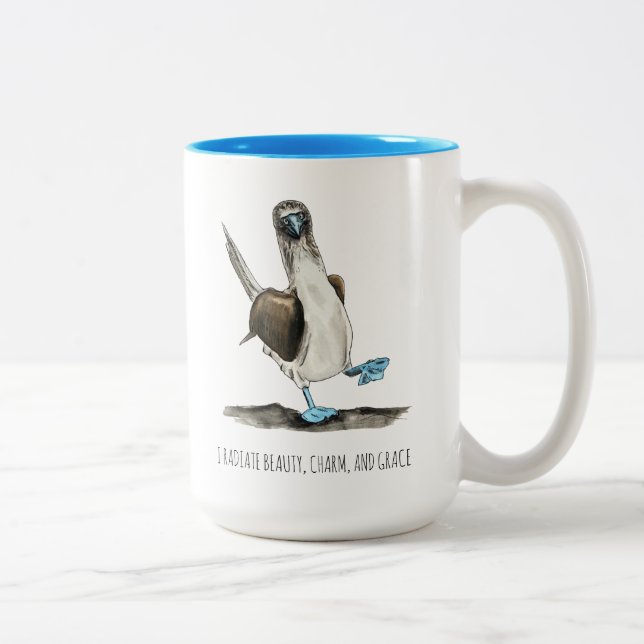 Blue-footed Bird Affirmations Two-Tone Coffee Mug (Right)