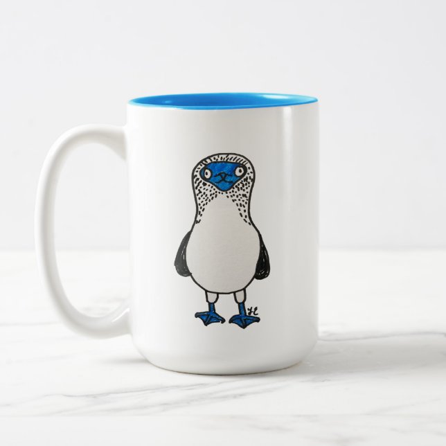 Blue Footed Booby Galapagos Bird Lover Two-Tone Coffee Mug (Left)