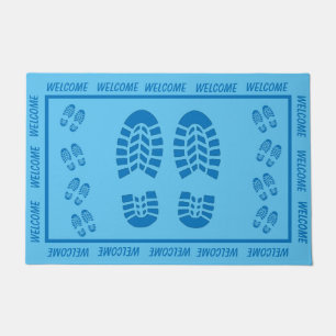 Blue Footprints and Welcome Doormat