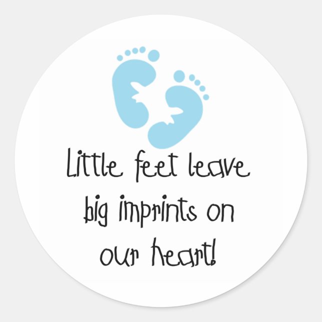 Blue Footprints Little Feet Big Imprints Classic Round Sticker (Front)