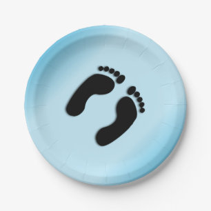 Blue Footprints Paper Plate