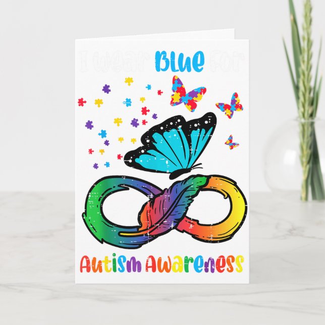 Blue For Autism Awareness Infinity Butterfly Women Card (Front)
