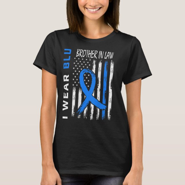 Blue For Brother In Law Diabetes Awareness Flag Ba T-Shirt (Front)