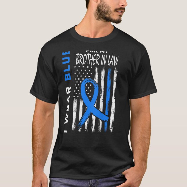 Blue For Brother In Law Diabetes Awareness Flag Ba T-Shirt (Front)