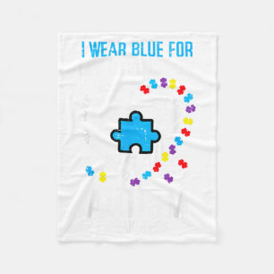 Blue For Grandson Autism Awareness Family Grandma  Fleece Blanket